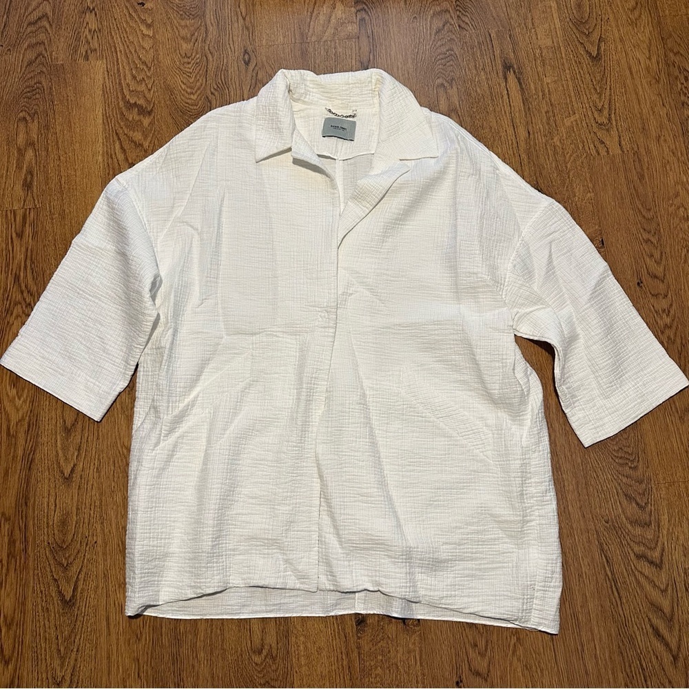 Rachel Comey white textured open cocoon jacket size 18 langenlook unlined cotton